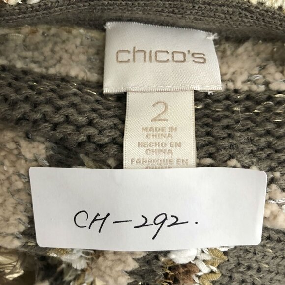 Chico’s Wool Blend Sequined Multi-Textured Greta Cardigan Size 2 Sweater - Picture 2 of 7